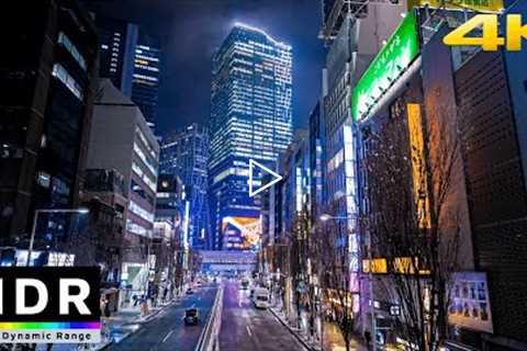 4K HDR // Tokyo Snowy Night - Shibuya to Shinjuku - 2hr Walk