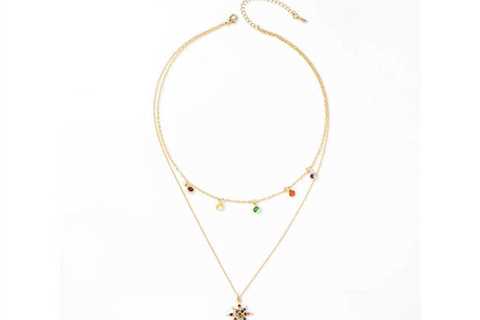 Star Necklace Layered with Rainbow Cubic Zirconia Stones for $74