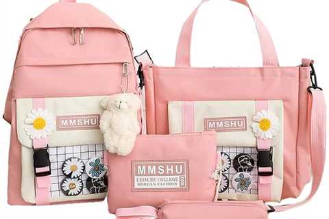 Kawaii College Backpack Units Canvas Bookbag with Teddy Bear Pendant for $39