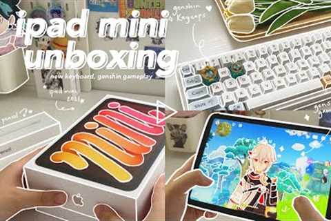 🍡 ipad mini 6 aesthetic unboxing (pink) - genshin keycaps & gameplay, keyboard, accessories +..