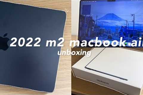 apple macbook air m2 (midnight) | unboxing & set up ☁️