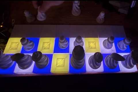 This illuminated chessboard displays possible moves