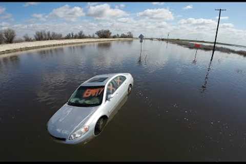 Tulare County Floods In California, Near The small town Of Alpaugh on W Sierra Ave, (4K-60fps Video)