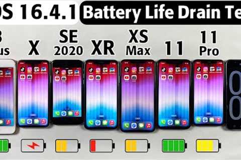 iOS 16.4.1 Battery Life Drain Test - iPhone 8 Plus vs X vs SE 2020 vs XR vs XS Max vs 11 vs 11 Pro