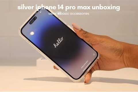 unboxing my silver iphone 14 pro max | asmr ♡