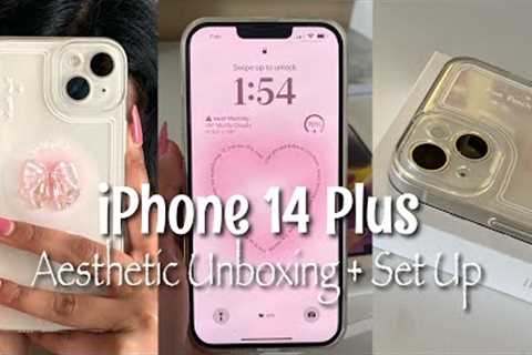 iPhone 14 Plus 128gb UNBOXING || Aesthetic Set up + Accessories