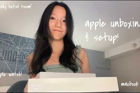 apple unboxing + setup + impressions | m2 macbook air unboxing, apple watch se unboxing