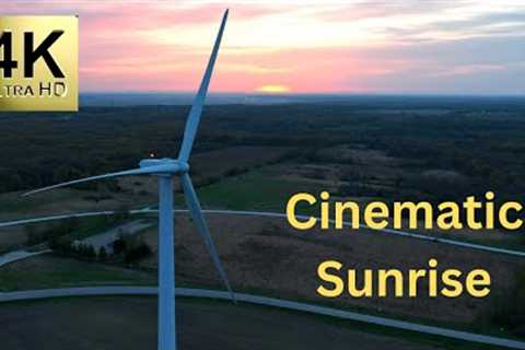 Mesmerizing Sunrise of Wind Turbines from a Drone''s view!