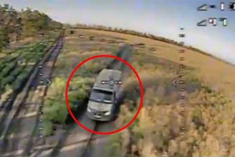 FPV Drone Strike Head On Into Russian Supply Truck