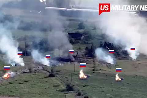 Horrifying Moment Ukrainian Drones Blows Up Russian Military Vehicles