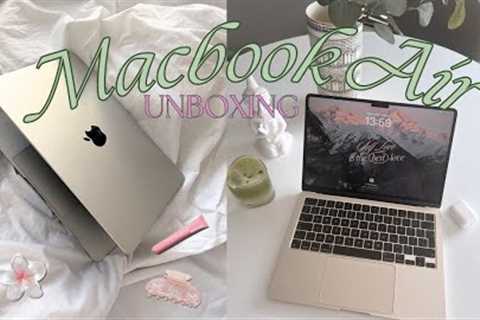 Macbook Air M3 Unboxing | setup for students, best apps, aesthetic customization!