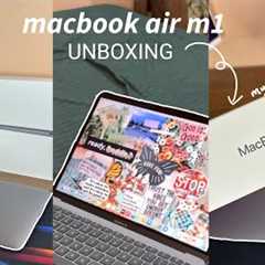 📦 UNBOXING MacBook Air M1 (space grey) + setup✨🌱  #explorepage #unboxing #macbook #asmr #aesthetic