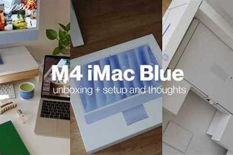 Blue M4 iMac unboxing | aesthetic unboxing + setting it up and review