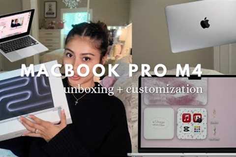 MacBook Pro M4 💻🎀 unboxing + aesthetic homescreen setup